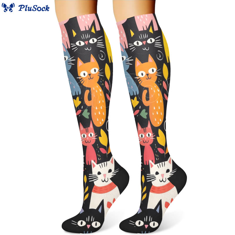 Plusock Cartoon Cat Compression Socks(3 Pairs) - image 2
