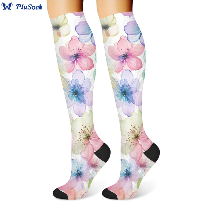 Purple Flower Series Compression Socks(3 Pairs)