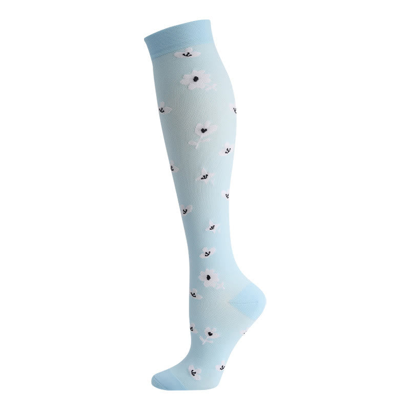 Plusock Cute Cat Bird Flowers Compression Socks(6 Pairs)