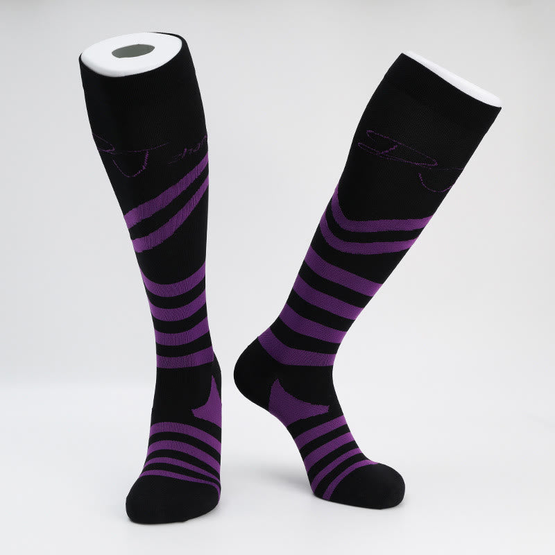 Plusock Letter Stripes Compression Socks(5 Pairs)