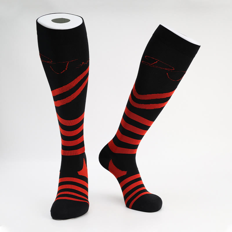 Plusock Letter Stripes Compression Socks(5 Pairs)