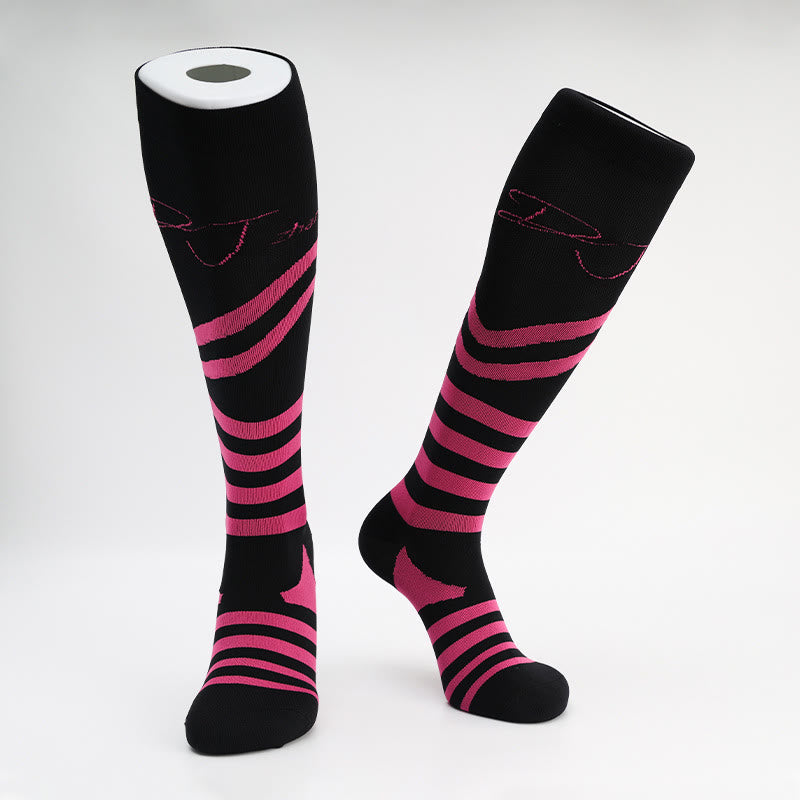 Plusock Letter Stripes Compression Socks(5 Pairs)
