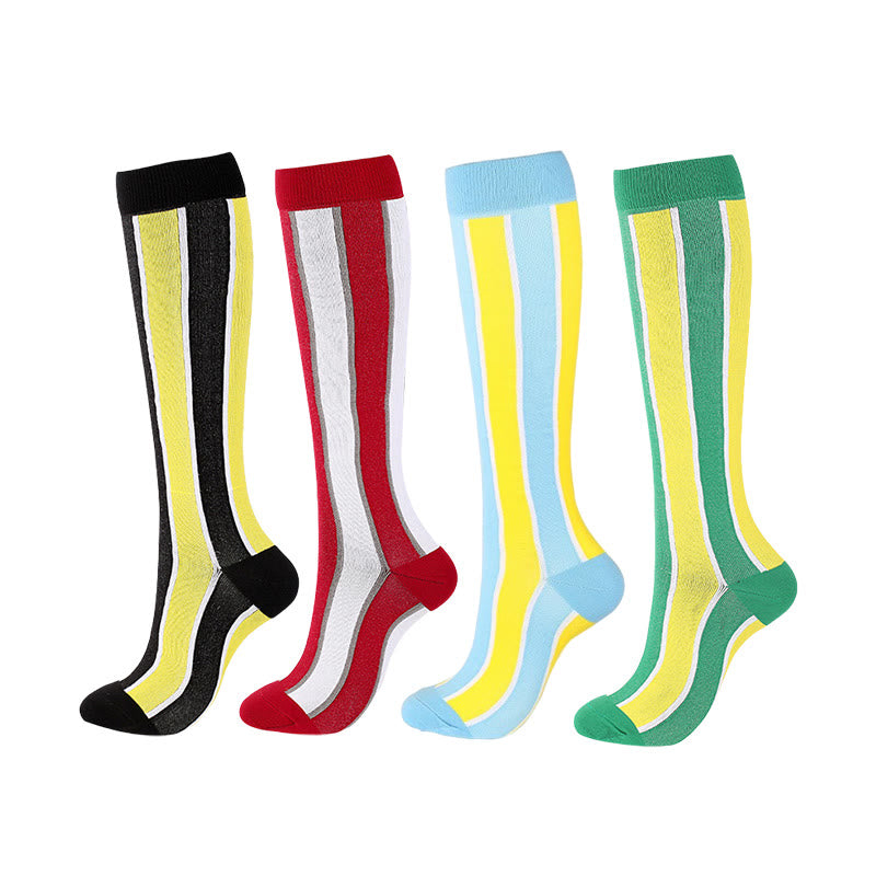 Wide Stripes Compression Socks(4 Pairs)