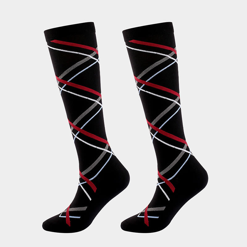 Squares Ribbon Compression Socks(3 Pairs)