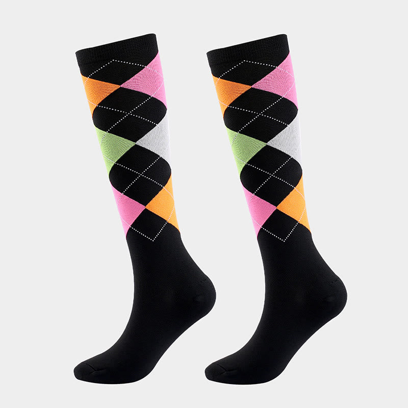 Squares Ribbon Compression Socks(3 Pairs)