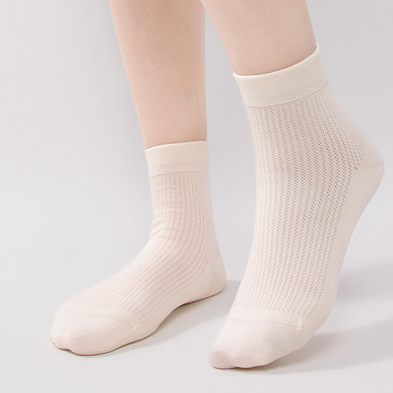 Solid Color Cotton Mesh Quarter Socks(7 Pairs)