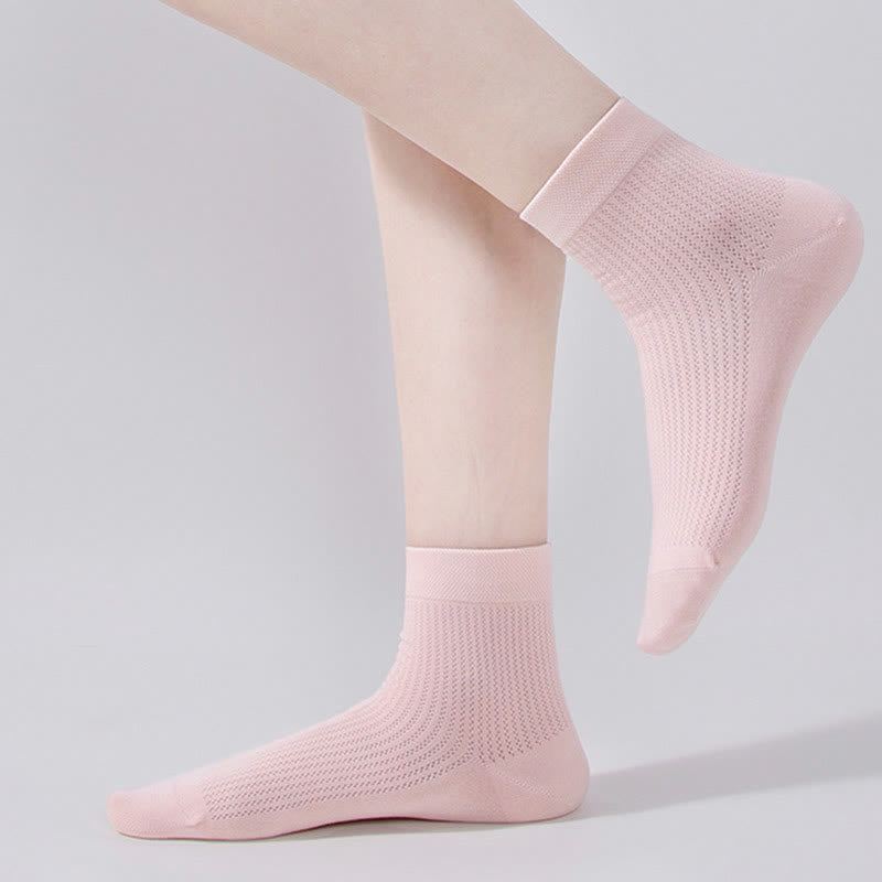 Solid Color Cotton Mesh Quarter Socks(7 Pairs)