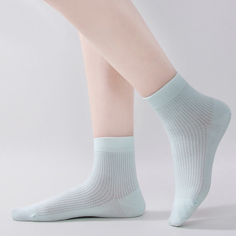 Solid Color Cotton Mesh Quarter Socks(7 Pairs)