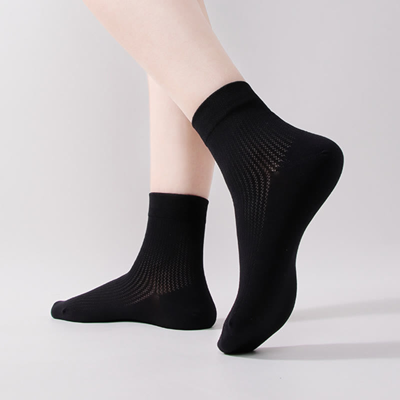 Solid Color Cotton Mesh Quarter Socks(7 Pairs)
