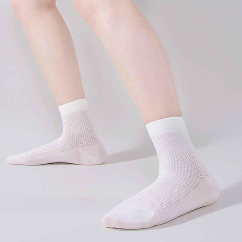 Solid Color Cotton Mesh Quarter Socks(7 Pairs)