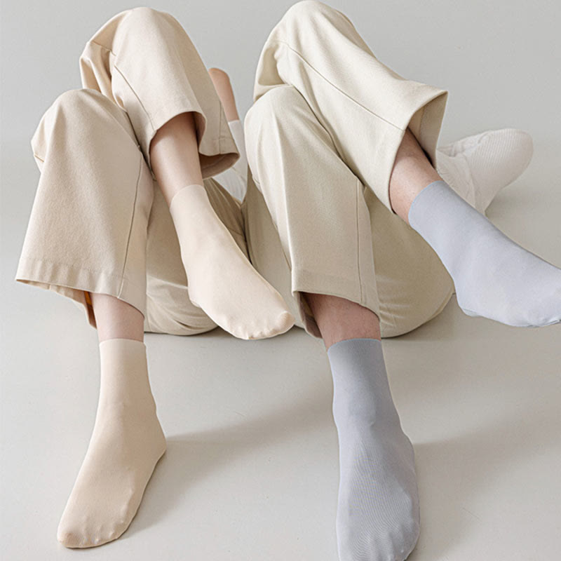 Plus Size Ice Silk Solid Color Quarter Socks(6 Pairs)
