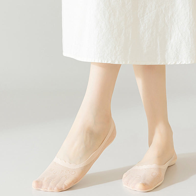Letter Jacquard No Show Socks(9 Pairs)