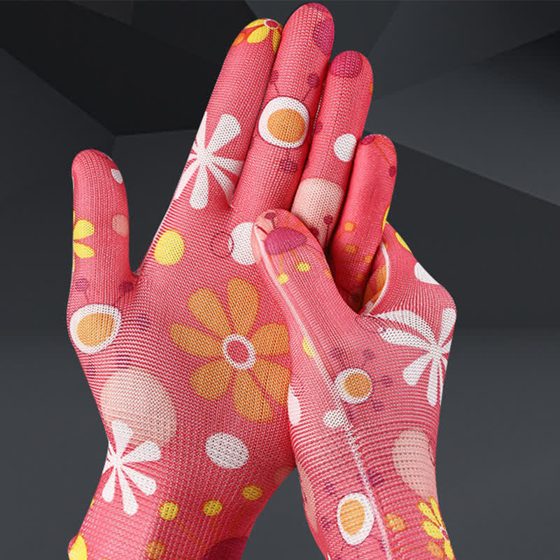 Nylon Knit Printed Gardening Work Gloves(12 Pairs)