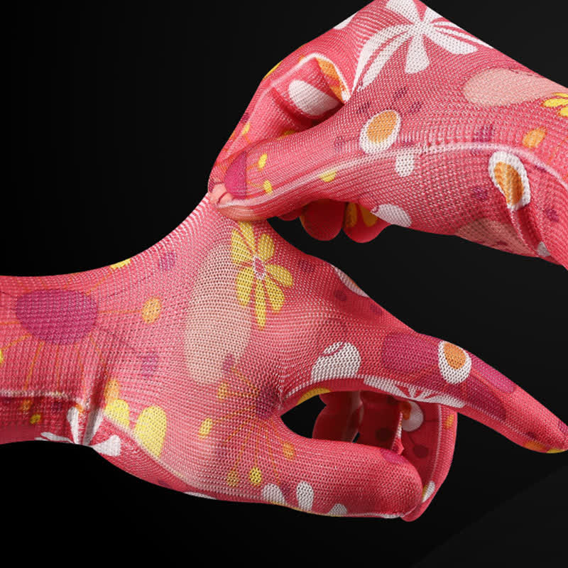 Nylon Knit Printed Gardening Work Gloves(12 Pairs)