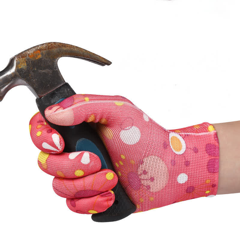 Nylon Knit Printed Gardening Work Gloves(12 Pairs)