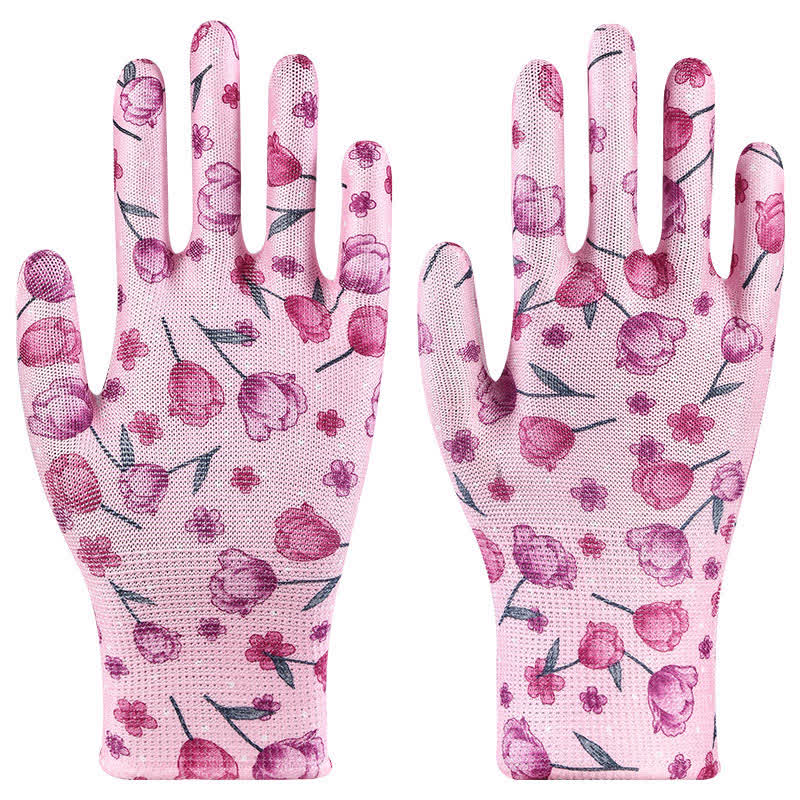Nylon Knit Printed Gardening Work Gloves(12 Pairs)