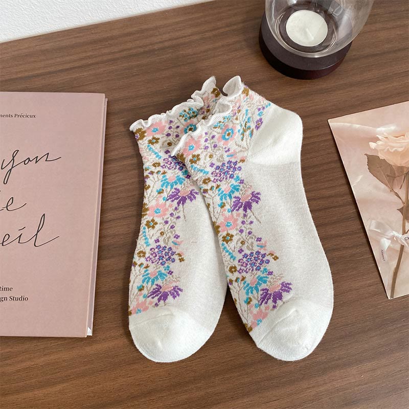 Plusock Retro Ethnic Style Ankle Socks(5 Pairs)