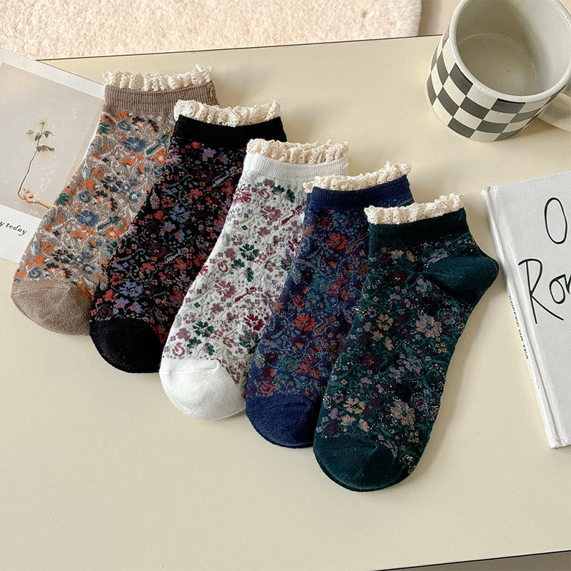 Plusock Artistic style Ankle Socks(5 Pairs)