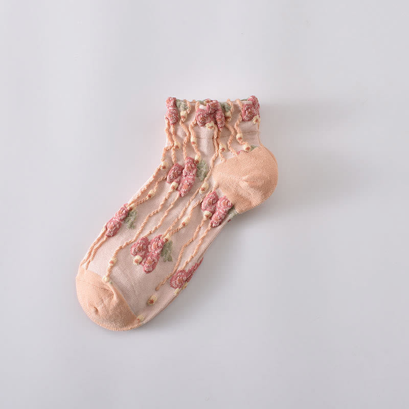 Plusock Elegant Flowers Ankle Socks(5 Pairs)