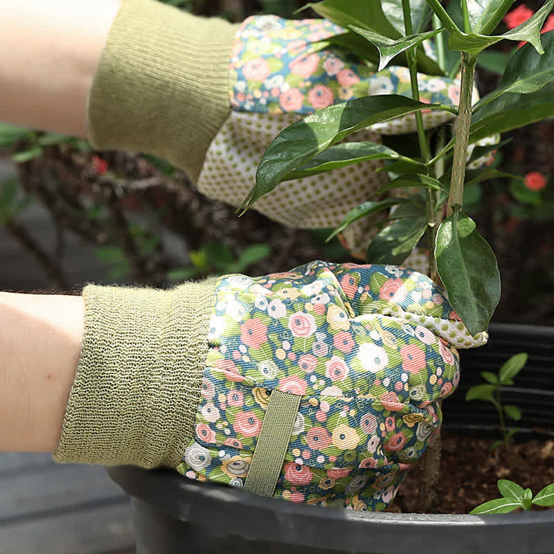 Flower Print Gardening Work Protective Gloves(3 Pairs)