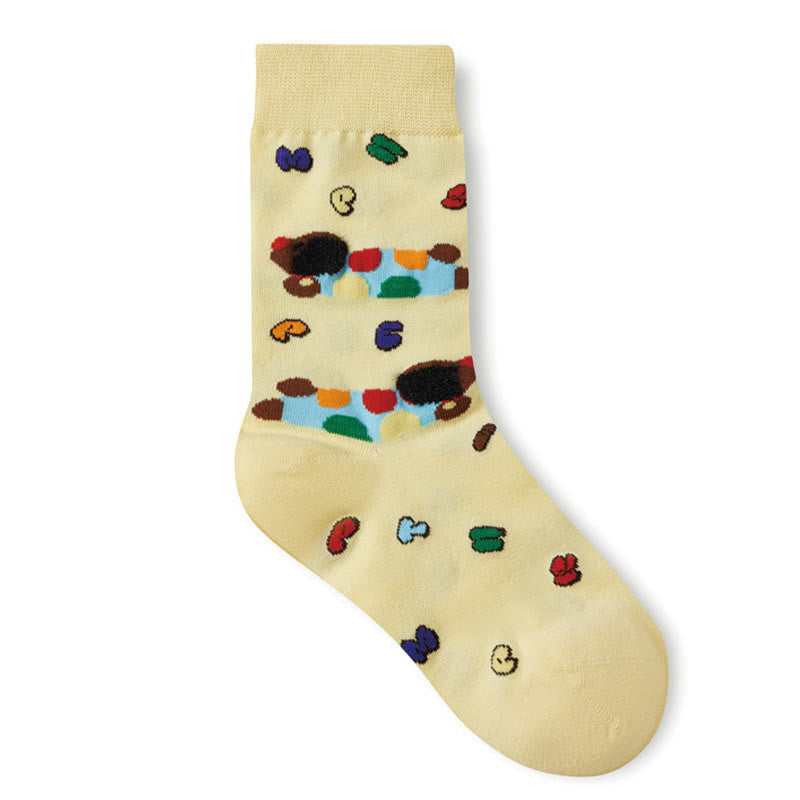 Cartoon Cute Illustration Quarter Socks(5 Pairs)