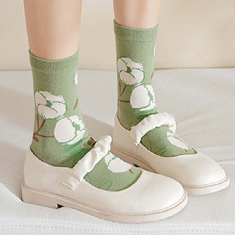 Forest Flower Stamens Quarter Socks(5 Pairs)