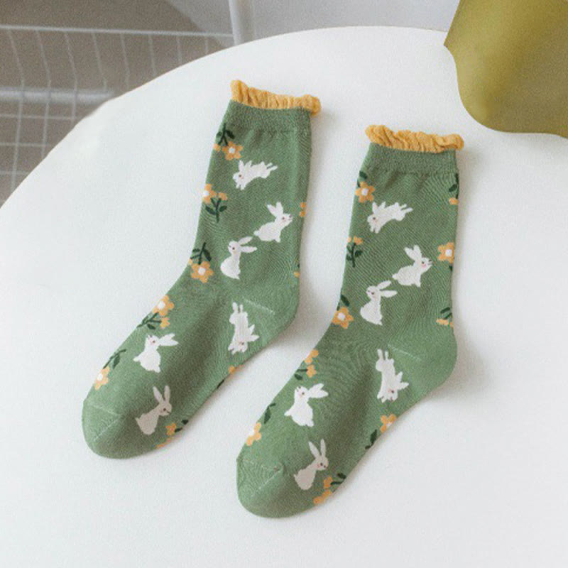 Forest Flower Stamens Quarter Socks(5 Pairs)