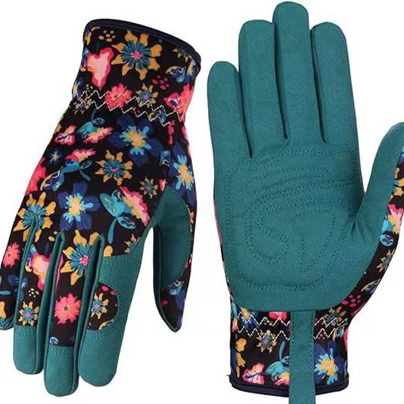 Vibrant Floral Print Garden Gloves