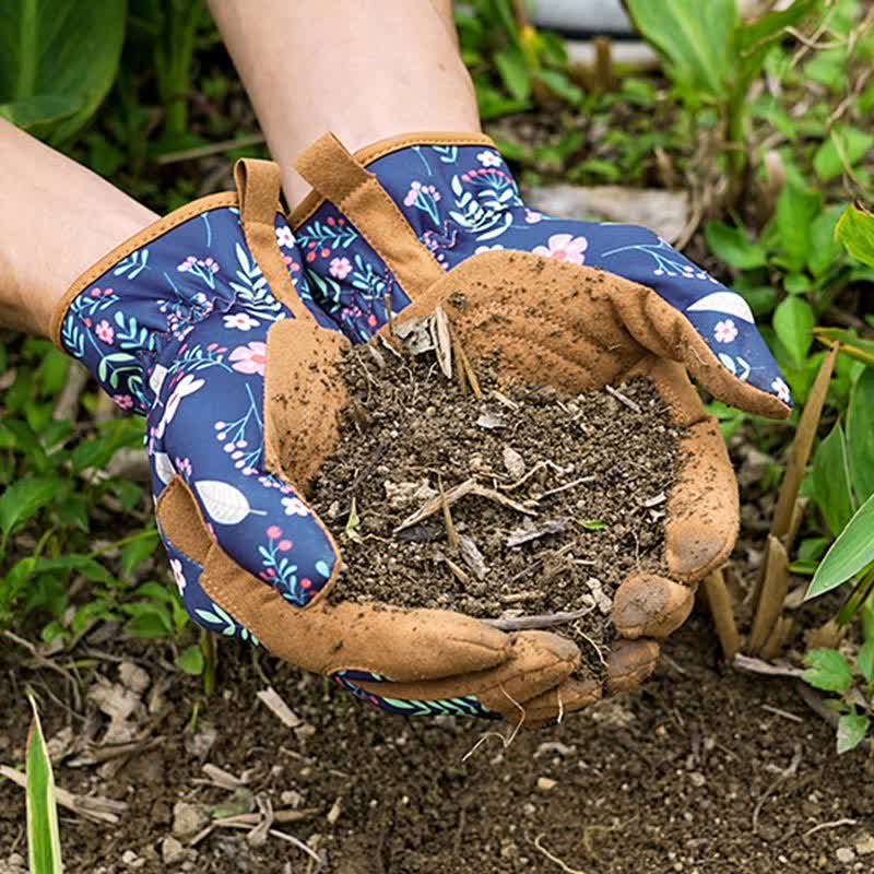 Vibrant Floral Print Garden Gloves