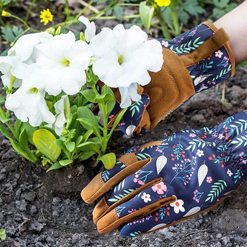 Vibrant Floral Print Garden Gloves