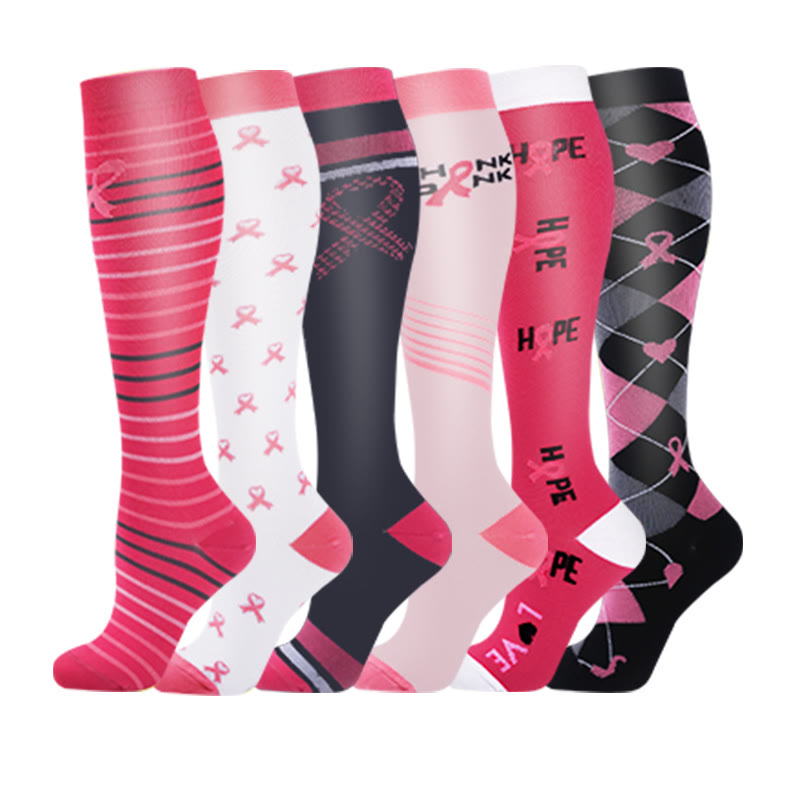 Plusock Colorful Streamers Compression Socks(6 Pairs) - Multicolor - S/M - image 0