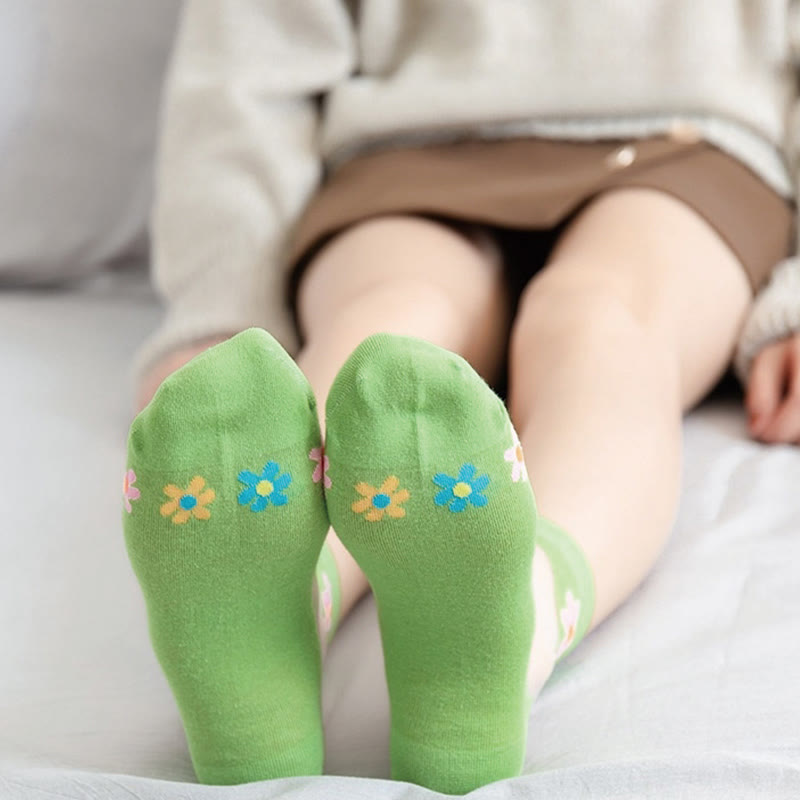 Flower Ice Silk Quarter Socks(9 Pairs)