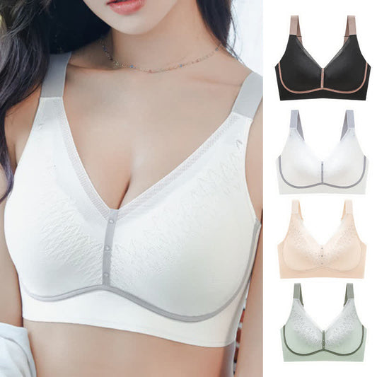 Plusock Plus Size Color-Blocked Breathable Wireless Bra