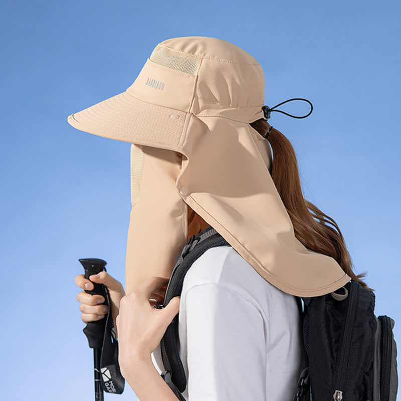 Sun Protection Bucket Hat with Attached Face Scarf