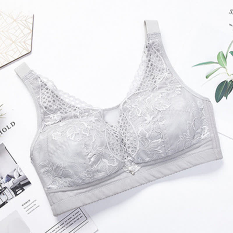 Lightweight Floral Embroidery Wireless Bra