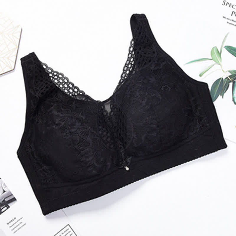 Lightweight Floral Embroidery Wireless Bra