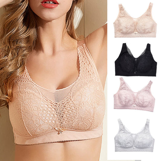 Plusock Lightweight Floral Embroidery Wireless Bra