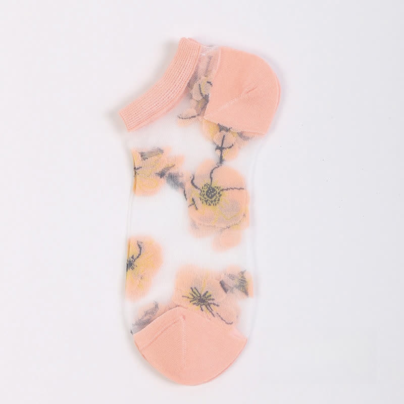 Lightweight Floral Breathable Sheer Ankle Socks(5 Pairs)