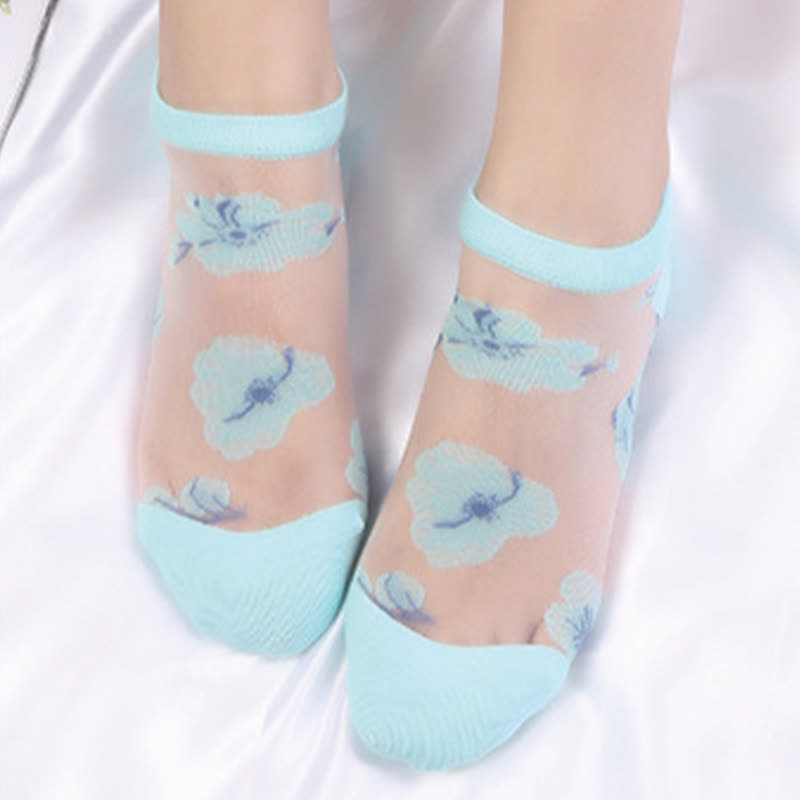 Lightweight Floral Breathable Sheer Ankle Socks(5 Pairs)