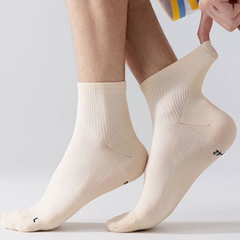 Solid Color Breathable Sports Ankle Compression Socks(5 Pairs)