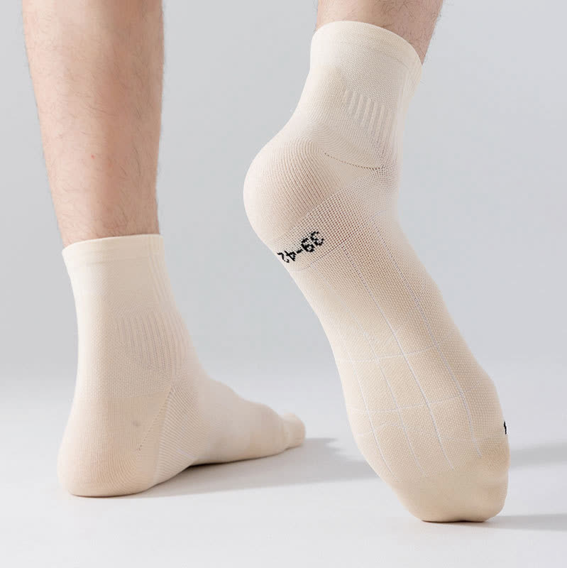 Solid Color Breathable Sports Ankle Compression Socks(5 Pairs)