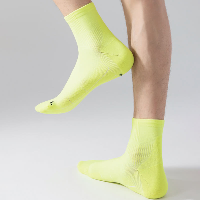 Solid Color Breathable Sports Ankle Compression Socks(5 Pairs)