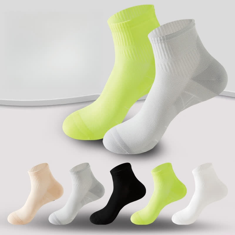 Solid Color Breathable Sports Ankle Compression Socks(5 Pairs)