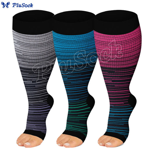 Plusock Plus Size Open Toe Compression Socks