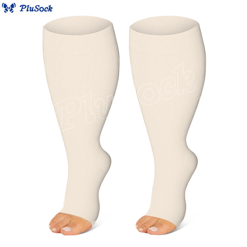 Plus Size Polka Dots Open Toe Compression Socks(3 Pairs)