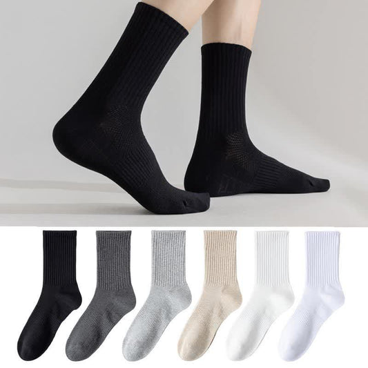 Plusock Plus Size Solid Color Breathable Sports Socks(6 Pairs)