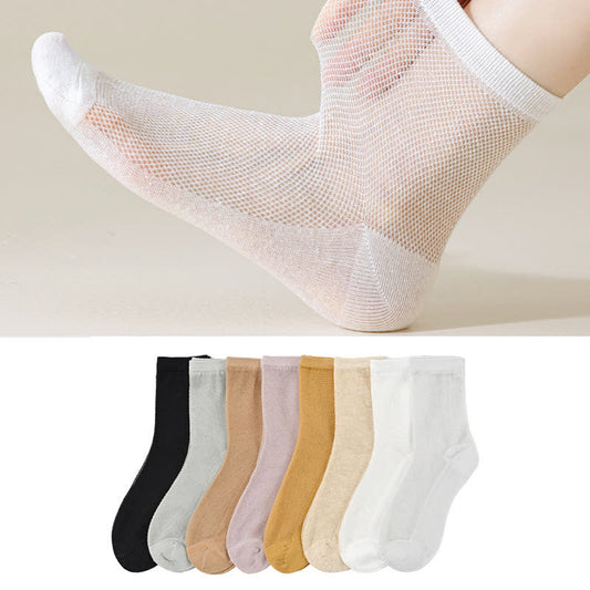 Plusock Ultra-thin Breathable Solid Color Mesh Socks(8 Pairs)