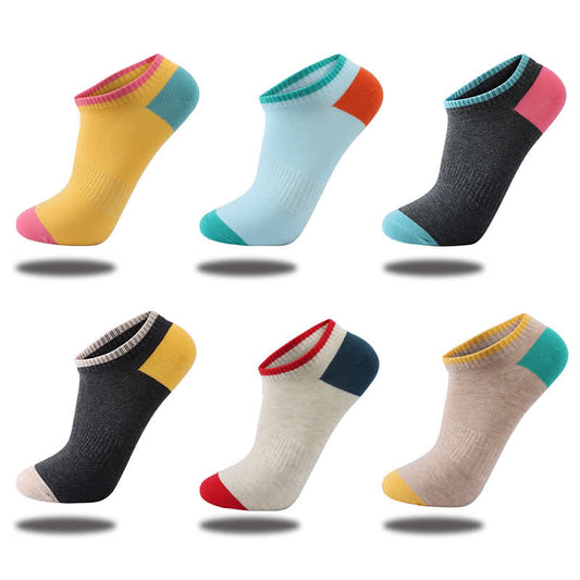 Plusock Cotton Colorful Sweat Absorbent Invisible Socks(6 Pairs)