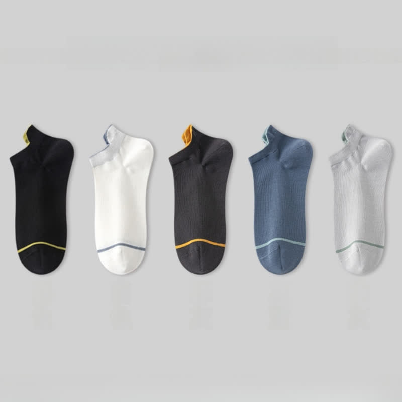 Plusock Solid Color Cotton Thin Absorbent Socks(5 Pairs)