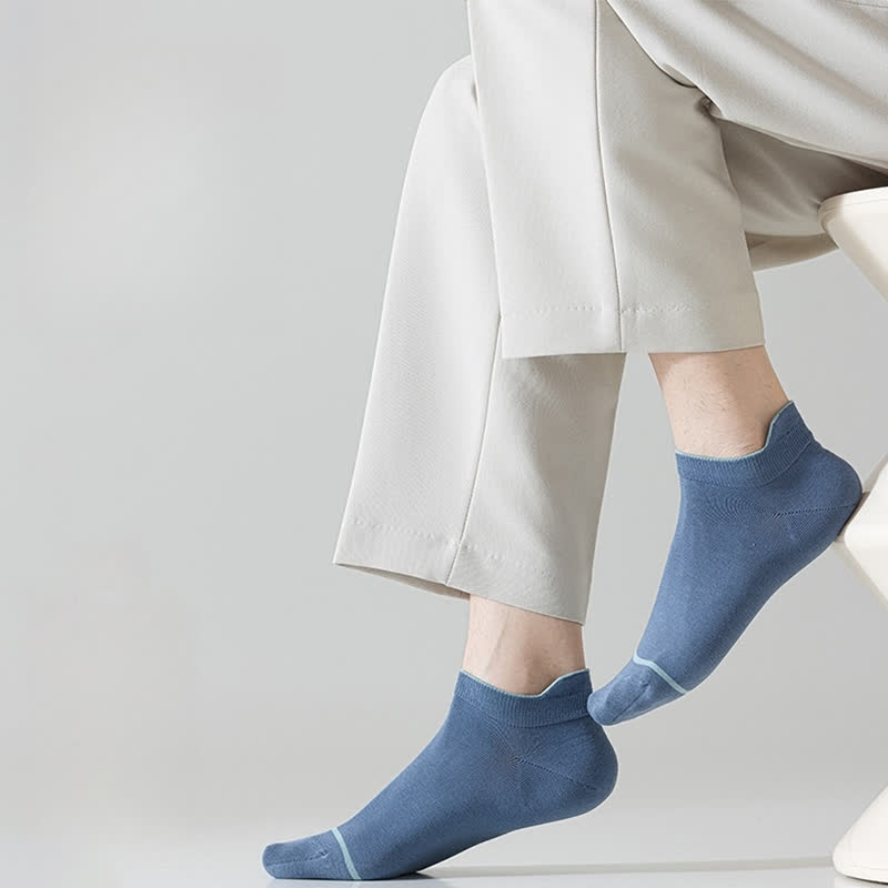 Plusock Solid Color Cotton Thin Absorbent Socks(5 Pairs)